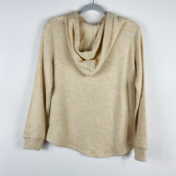 Ann Taylor LOFT Size Small Cozy Tunic Hoodie Sweater Tan Pullover Soft - Picture 3 of 5